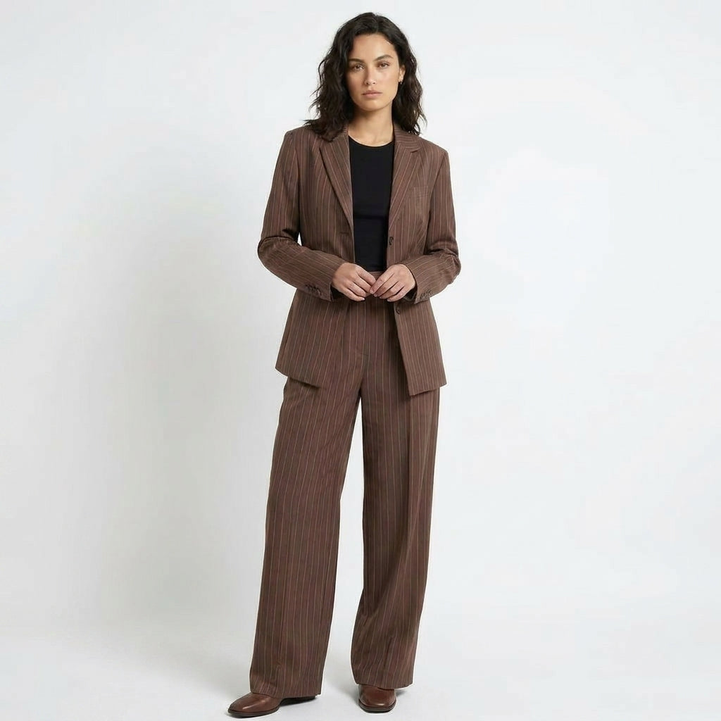 Ribbed Knit Lounge Set with Long-Sleeve Top and Pants