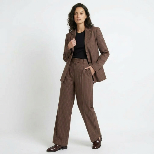 Ribbed Knit Lounge Set with Long-Sleeve Top and Pants