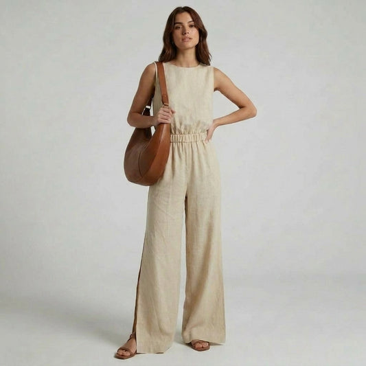 Two-Piece Boat Neck Crop Top and Straight-Leg Pants Set